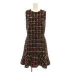 ショッピングアリス アリスオリビア ソニー ツイード スリーブレス ラッフル ドレス ワンピース ひざ丈 ノースリーブ ウール混 0 65203-1-10021