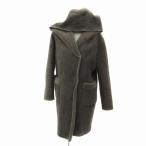  Bosch BOSCH искусственный мутон пальто длинный длина двойной кнопка с капюшоном . обратная сторона боа 38 M серый ju/YS3 женский 