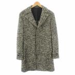 ショッピングトーマス タリアトーレ TAGLIATORE トーマス THOMAS チェスターコート アウター 総柄 アルパカ混 モヘヤ混 48/R 黒 ブラック 白 91UIC033 メンズ