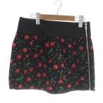 サボイ SAVOY ミニスカート M 黒 ブラック 赤 レッド チェリー柄 ドット柄 /AP レディース