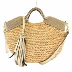ショッピングカゴバッグ ヴィオラドーロ VIOLA d'ORO 2WAY かごバッグ カゴバッグ ハンドバッグ ショルダーバッグ タッセルチャーム ベージュ ゴールドカラー