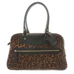 ジェイ&エムデヴィッドソン J&M Davidson VIVI レオパードハラコショルダーバッグ ハンドバッグ ボストンバッグ ヒョウ柄 レザー 茶 黒