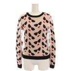 ショッピングアリス アリスオリビア alice + olivia ニット セーター 長袖 ウール 総柄 赤 ベージュ 黒 サングラス リップ 65151-1-81302 /YM レディース