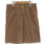 ショッピングロンハーマン ロンハーマン Ron Herman スカート 25 ブラウン コーデュロイ 膝丈 フロントスリット /NS レディース