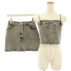  не использовался товар da- Ricci выставить верх и низ заклепки Denim bare top бюстье заклепки Denim мини-юбка шорты S F