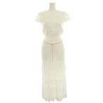  не использовался товар Michel ma Caro n cloche вязаный выставить верх и низ cut and sewn короткий короткий рукав русалка юбка длинный maxi 