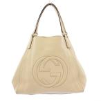 グッチ GUCCI ソーホー トートバッグ ハンドバッグ GGロゴ インターロッキング レザー ワンカラー アイボリー 282309 /BB ■OH