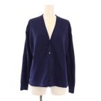 ピーエスポールスミス PS Paul Smith ニットカーディガン 長袖 Vネック ストレッチ 切替 XL 紺 ネイビー ピンク /BB レディース