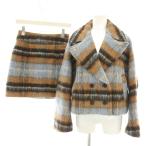  Lilly Brown 22AW выставить двойной . короткий проверка пальто ONE SIZE шерсть . box проверка мини-юбка 0 чай женский 