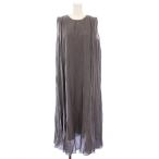 アナイ ANAYI 24SS シルクコットンローンプリーツワンピース フレア マキシ ロング ノースリーブ クルーネック ワンカラー 36 グレー