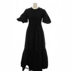 ショッピングzara ザラ ZARA ワンピース ロング 160/80A 黒 ブラック シャーリング ティアード フリル パフスリーブ ポケット付き ウエストゴム /JP