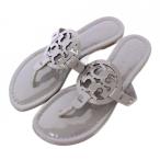 トリーバーチ TORY BURCH トングサンダル フラット エナメル ロゴ ワンカラー 6.5 グレー /BB レディース