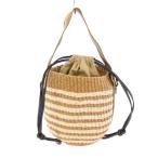 クロエ ウッディ スモールバスケット 2WAY かごバッグ カゴバッグ ハンドバッグ ショルダーバッグ ボーダー柄 ロゴ ベージュ 白