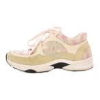 シャネル CHANEL ローカットスニーカー シューズ 厚底 ココマーク ロゴ ツイード 切替 38 ピンク アイボリー ベージュ /BB レディース