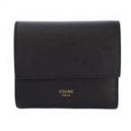 セリーヌ CELINE スモールトリフォールドウォレット 三つ折り財布 コンパクト レザー ロゴ ワンカラー ワンポイント 黒 ブラック /BB