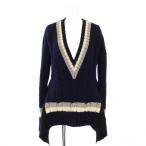 ショッピング古着 未使用品 サカイ sacai タグ付き 21AW V BACK LS PULLOVER ニット セーター 長袖 Vネック 2 黒 紺 21-05671 /KH レディース