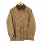 フレッドペリー FRED PERRY LONG LINE JACKET ステンカラージャケット チェック コーデュロイ襟 XS ベージュ 茶 F2558 /KH メンズ