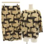 ショッピングルビー ダブルビー モガ セットアップ 上下 ブラッシュブロックptブラウス 七分袖 ブラッシュブロックptタイトスカート ミモレ ロング