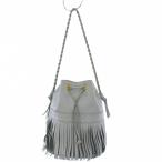 ジェイ&エムデヴィッドソン J&M Davidson カーニバル ワンショルダーバッグ フリンジ レザー 水色 /KH レディース