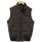 ショッピングzara ザラマン ZARA MAN ビンテージパデッドベスト ジップアップ EUR M 茶 ブラウン /TK メンズ