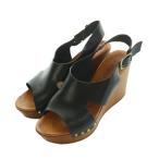 ショッピングウエッジソール エネス ENESS サンダル ウエッジソール ストラップ 38 24.0-24.5cm 黒 ブラック ブラウン /MI レディース