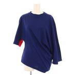 ショッピングマルニ マルニ MARNI カットソー 半袖 七分袖 クルーネック 変形 アシンメトリー ストレッチ バイカラー 切替 38 青 ブルー 赤 レッド /BB