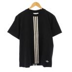 アディダス adidas Tシャツ 半袖 クルーネック ストレッチ 3ライン バイカラー M 黒 ブラック 白 ホワイト /BB メンズ