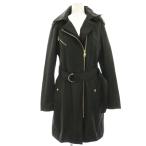 ショッピングカール カールラガーフェルド ライダースコート アウター フード ジップアップ ロング ベルト付き S 黒 ブラック LWNMC957 /HN レディース