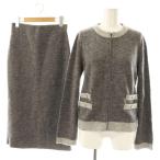  колодка so сеть Chousonnette выставить верх и низ вязаный жакет кардиган Zip выше юбка длинный тугой 9 серый 