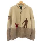 ショッピングカウチン ローレンラルフローレン LAUREN RALPH LAUREN ニットジャケット カウチンニット ジップアップ 総柄 M ベージュ /TK メンズ