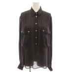 ボッテガヴェネタ BOTTEGA VENETA シルク シアーシャツ ブラウス 長袖 シャツ 38 茶 ブラウン