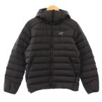 アークテリクス ソリウムARフーディ ダウンジャケット アウター ショート丈 ジップアップ フード ロゴ 刺繍 ワンカラー ナイロン S 黒