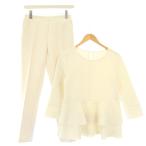 シソラス SYSORUS セットアップ カットソー 七分袖 クルーネック フリル スラックスパンツ ストレッチ ワンカラー F 36 白 ホワイト