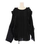 ショッピングローン アドーア ADORE 23AW タンブラーローンブラウス シャツ プルオーバー 長袖 クルーネック フリル ワンカラー 38 黒 ブラック