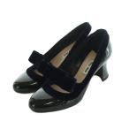 ショッピングMIUMIU ミュウミュウ miumiu パンプス チャンキーヒール リボン 35.5 22.5cm 黒 紺 /MI レディース