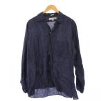 ショッピングINDIVIDUALIZED インディビジュアライズドシャツ INDIVIDUALIZED SHIRTS ATHLETIC FIT オープンカラーシャツ 長袖 リネン M 紺 /KH メンズ