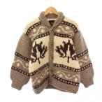 キシタウ KISITAU カウチンニットジャケット アウター ショールカラー 編み込み サンダーバード柄 ウール グレージュ アイボリー /BB