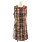 ショッピングケイトスペード ケイトスペード 近年モデル アート プラッド ツイード ドレス ワンピース ミニ丈 ノースリーブ 0 赤 レッド 黄 イエロー 黒 ブラック