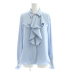 ショッピングzara ザラ ZARA 長袖シャツ ブラウス M 青 ブルー 長袖 フリル /AP レディース