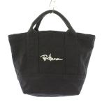 ショッピングトートバッグ キャンバス ロンハーマン Ron Herman トートバッグ ハンドバッグ キャンバス ロゴ 刺繍 黒 ブラック /BB レディース