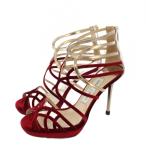 ジミーチュウ JIMMY CHOO パンプス ハイヒール ベロア レザー 35.5 ベージュ 赤 /KH レディース