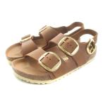 ショッピングビルケン ビルケンシュトック ミラノ ビッグバックル サンダル バックストラップ レザー 38 24.5cm 茶 ブラウン 1023972