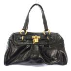 ショッピングサマンサタバサ サマンサタバサ Samantha Thavasa ハンドバッグ レザー バイカラー 南京錠 カギ 鍵 黒 ブラック ゴールドカラー /BB レディース