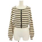 f-zf-chiko23SS жемчуг кардиган + Cami SET ансамбль вязаный F бежевый чёрный черный окантовка длинный рукав короткий /HN