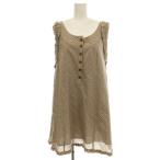 ショッピングBURBERRY バーバリーブルーレーベル BURBERRY ノースリーブ ワンピース ミニ ノバチェック フリル 38 ベージュ