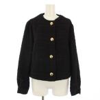 ショッピングzara ザラ ZARA ノーカラージャケット ツイード M 黒 4968/826/800/M /TK レディース