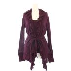 da-ma коллекция ансамбль вязаный кардиган длинный рукав передний открытие topa- оборка безрукавка квадратное шея тонкий L фиолетовый лиловый 