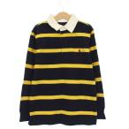 未使用品 ポロ ラルフローレン POLO RALPH LAUREN タグ付き ポロシャツ 長袖 ボーダー スモールポニー S/P 8 紺 黄色 /KH キッズ