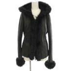  Donna Karan New York DKNY Ram кожаный жакет мутоновое пальто кожа ягненка 4 чёрный черный JKN2YA9807