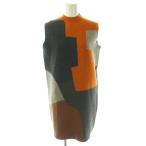 ジルサンダー JIL SANDER ワンピース ミニ ノースリーブ ニット カシミヤ 34 グレー マルチカラー /NR レディース